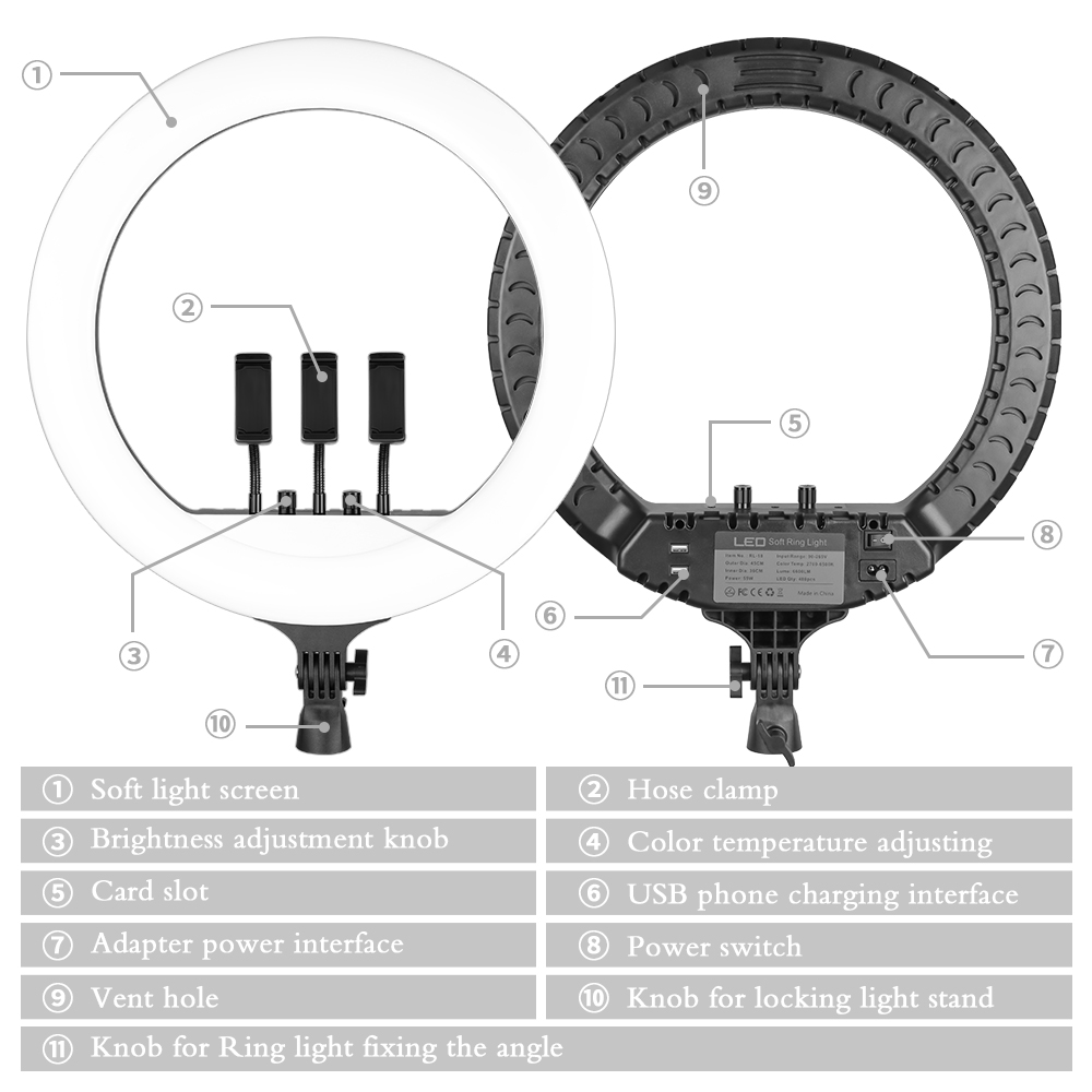 Anneau lumineux LED SH 18 pouc - Led Ring Light 18 avis et prix
